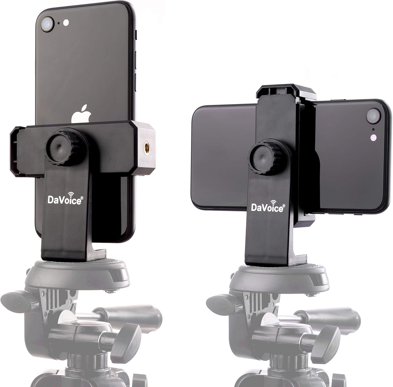 Tripod Phone Mount Adapter, 360 Rotating Holder, Compatible with iPhone Smartphone Camera Stand, Universal Cell Phone Attachment Clip Clamp